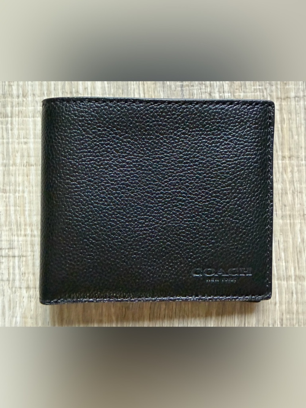 Coach Black Pebbled Leather Men's Bifold Wallet